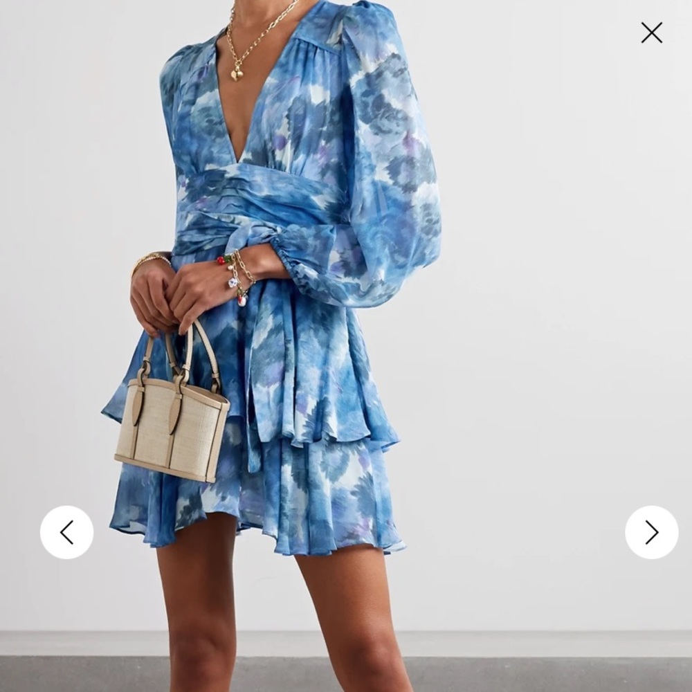 Loveshakfancy lincoln printed silk crepe de chine mini dress
